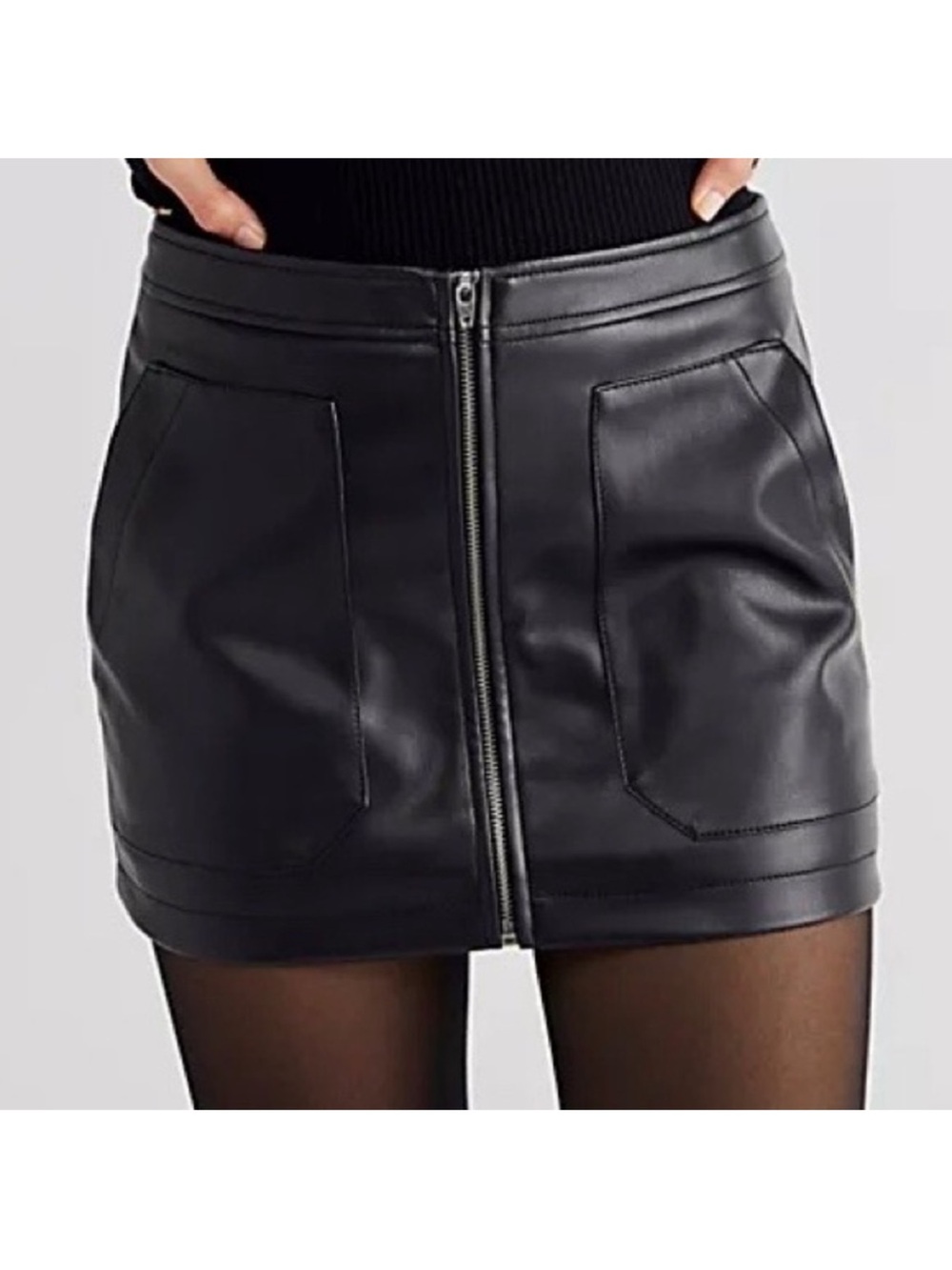 Free People Maya Mod Vegan Leather Mini Skirt Sz 8